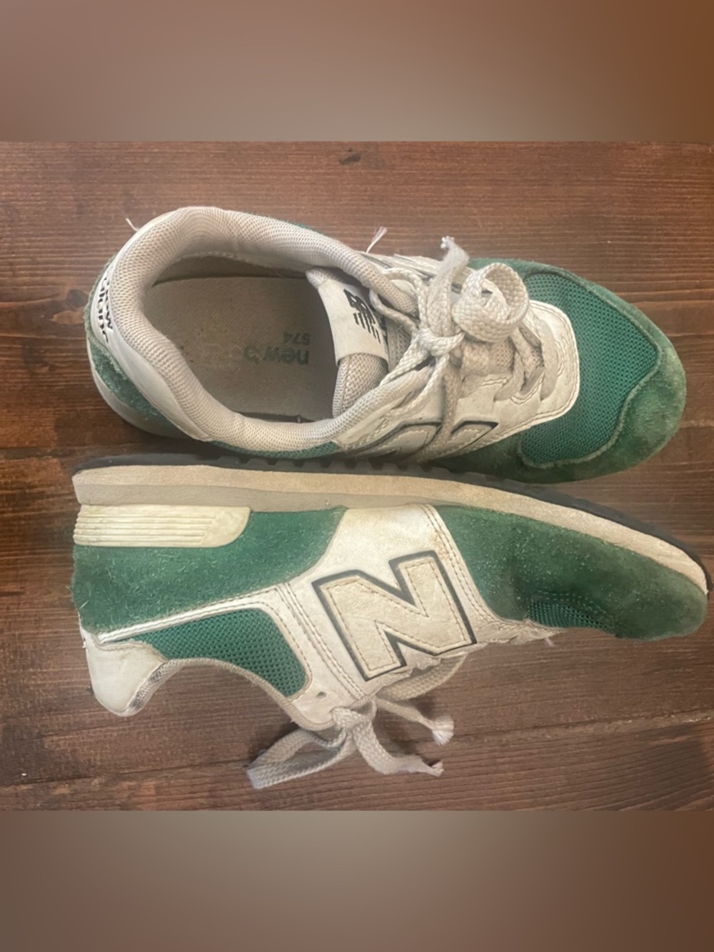 New Balance Green and White Retro Runner Sneakers